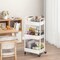 3-Tier Plastic Rolling Utility Cart with Handle, Multi-Functional Storage Trolley for Office, Living Room, Kitchen, Movable Storage Organizer with Wheels, White